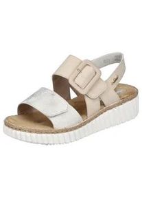Plateausandale Rieker, Damen, Gr. 36, beige (hellbeige, sanftes wei&szlig;), Lederimitat, Schuhe, Sommerschuh, Sandalette, Keilabsatz, in bequemer Form