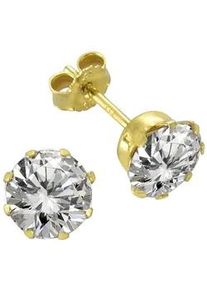 Paar Ohrstecker Vivance "333 Gold mit Zirkonia wei&szlig; 7mm", gelb (gelb, wei&szlig;), Ohrringe, Damen, one-size, Gold, Ohrstecker