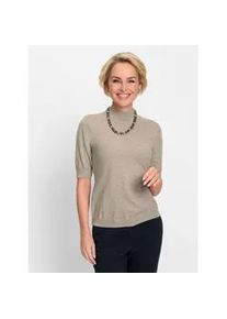 Classic Dog Kurzarmpullover CLASSIC "Pullover", Damen, Gr. 40, beige (sesam, meliert), 50% Modal, 30% Polyamid, 20% Polyester, unifarben, Pullover