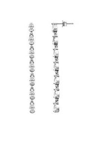 Paar Ohrh&auml;nger dKeniz "925/- Sterling Silber rhodiniert Gl&auml;nzend 5cm Zirkonia Wei&szlig;", wei&szlig; (wei&szlig;, wei&szlig;), Ohrringe, Damen, one-size, Silber 925 (Sterlingsilber)