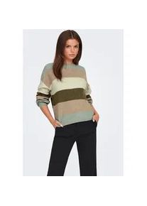 Strickpullover Only "ONLATIA L/S STRIPE PULLOVER KNT NOOS", Damen, Gr. XL, gr&uuml;n (hedge gr&uuml;n stripes:with toasted coconut, pumice stone, breen), Strick, Obermaterial: 50% Viskose, 27% Nylon, 23% Polyester, gestreift, regular fit normal, Rundhals, Rippstrickb&uuml;ndchen, Pullover Strickpullover, Viskosemischung, regular fit