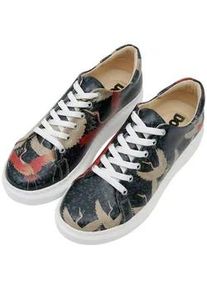 Plateausneaker DOGO "Myra Low-Top Sneaker We Rise, We Heal Damen Sneaker", Damen, Gr. 36, Normalschaft, schwarz, Lederimitat, Schuhe Skaterschuh Schn&uuml;rschuh Sneaker low, Handgefertigt