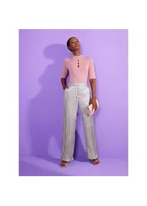 CR&Eacute;ATION L Kurzarmpullover CREATION L "Pullover", Damen, Gr. 42, lila (hortensie), 42% Viskose, 30% Lyocell, 28% Polyester, unifarben, Pullover