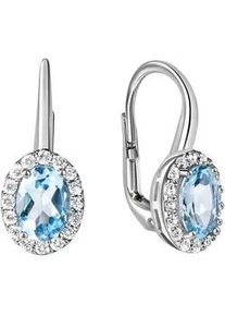 Paar Ohrh&auml;nger ZEEme "375/- Wei&szlig;gold Zirkonia und Blautopas", wei&szlig; (wei&szlig;, hellblau), Ohrringe, Damen, one-size, Gold