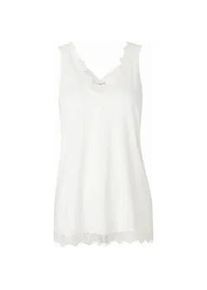 Spitzentop rosemunde "Billie Tank Top", Damen, Gr. 34, wei&szlig; (ivory), Web, Obermaterial: 90% Polyester, 10% Elasthan, unifarben, normal h&uuml;ftbedeckend, V-Ausschnitt, Tops Spitzentop, Vintage-Spitzenbesatz an V- Ausschnitt und Saum