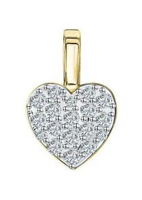Kettenanh&auml;nger Vivance "375/- Gelbgold bicolor Herz Zirkonia", bunt (mehrfarbig), Schmuckanh&auml;nger, Damen, one-size, Gold, 0,5 g, Kettenanh&auml;nger