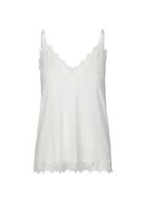Spaghettitop rosemunde "Billie Strap Top", Damen, Gr. 34, wei&szlig; (ivory), Obermaterial: 90% Polyester, 10% Elasthan, unifarben, normal h&uuml;ftlang, V-Ausschnitt, Tops, Vintage-Spitzenbesatz an Ausschnitt und Saum, feminin