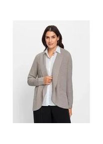 Strickjacke Inspirationen, Damen, Gr. 36, grau (taupe, meliert), 50% Baumwolle, 50% Polyacryl, unifarben, Strickjacken Strickjacke