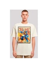 T-Shirt F4NT4STIC "Big Hero 6 Fred Newspaper", Damen, Gr. XS, beige (sand), Obermaterial: 100% Baumwolle, oversize, Rundhals, ohne B&uuml;ndchen, Shirts T-Shirt, Premium Qualit&auml;t