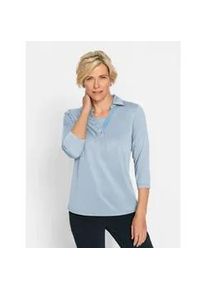 Classic Dog Poloshirt CLASSIC "Shirt", Damen, Gr. 44, blau (hellblau), 62% Baumwolle, 38% Polyester, unifarben, V-Ausschnitt, Shirts