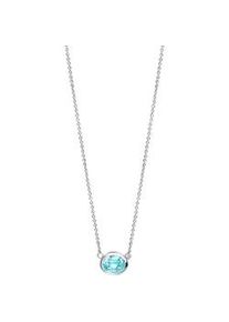 Kette mit Anh&auml;nger Celesta "925 Silber rhodiniert mit echten Blautopasen", silber (silbergrau), Halsketten, Damen, 42+3cm, Silber 925 (Sterlingsilber), L: 45 B: 10mm, gl&auml;nzend, B:10mm