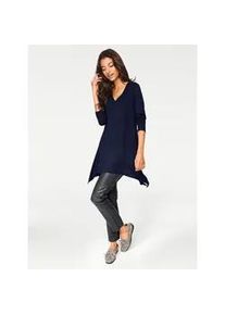 Longshirt "Longshirt", Damen, Gr. 36, blau (marine), 95% Viskose, 5% Elasthan, Rick Cardona BY HEINE, unifarben, V-Ausschnitt, Shirts Longshirt