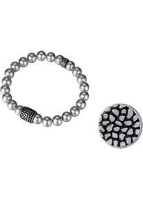 Schmuckset Kingka "Mulitpack Schmuck Geschenk Edelstahl Armband Ohrstecker", grau (edelstahlfarben, schwarz, silbergrau), Schmuck_Sets, Damen, Edelstahl, Perlen, Schmuckset, mit Muschelperlen