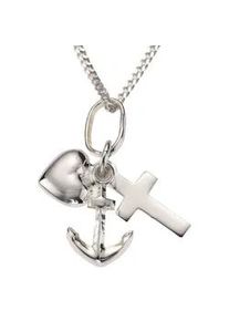 Kette mit Anh&auml;nger Firetti "Schmuck Geschenk Silber 925 Halsschmuck Halskette Panzerkette Glaube", silber (silberfarben), Halsketten, M&auml;dchen, Silber 925 (Sterlingsilber), L: 38