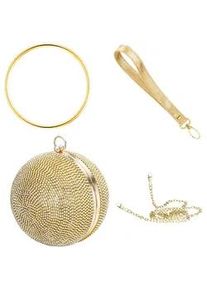 Abendtasche JULIE JULSEN "Metall mit Zirkonia champagner", Damen, beige (champagner), Taschen Abendtasche