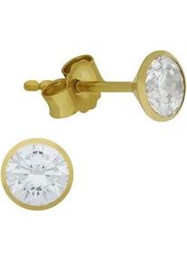Paar Ohrstecker Vivance "585/- Gelbgold Zirkonia", gelb (gelb, wei&szlig;), Ohrringe, Damen, one-size, Gold