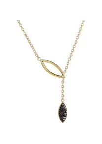 Y-Kette Firetti "Schmuck Geschenk Edelstahl Halsschmuck Halskette Oval Drop", schwarz (gelbgoldfarben,schwarz), Halsketten, Damen, Edelstahl, L: 55 B: 2mm, mit Zirkonia (synth.), B:2mm