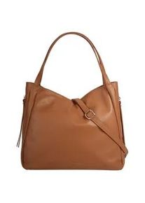 Umh&auml;ngetasche Samantha Look, Damen, Gr. B/H/T: 35cm x 30cm x 14cm onesize, braun (cognac), Leder, clean, Taschen Umh&auml;ngetasche, echt Leder, Made in Italy