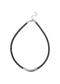 Lederband Firetti "Schmuck Geschenk Edelstahl Leder Halsschmuck Halskette Loobstpr&auml;gung", schwarz (edelstahlfarben, schwarz), Halsketten, Damen, Edelstahl Kautschuk Leder, L: 50, Edelstahl, Kautschuk, Leder