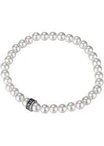 Perlenarmband Kingka "Schmuck Geschenk Edelstahl Armschmuck Armkette Rondell", silber (edelstahlfarben, schwarz, wei&szlig;), Armb&auml;nder, Damen, 21cm, Edelstahl Nylon Perlen, Edelstahl, Nylon, Perlen, Perlenarmband, mit Muschelperle