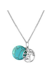 Kette mit Anh&auml;nger Vivance "925/- Sterling Silber rhodiniert mit 1 T&uuml;rkis", wei&szlig;, Halsketten, Damen, 45+5cm, Silber 925 (Sterlingsilber), L: 50 B: 16mm, gl&auml;nzend, B:16mm