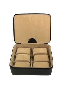 Uhrenbox Windrose "Beluga, 803861.08", schwarz (schwarz, beige), Aufbewahrungsboxen, DamenB:19cm H:6,5cm T:15,5cm, Uhrenaufbewahrung, Uhrenetui, max.&Oslash; Uhren 34mm,Armbanduhr,Geschenkidee, B:19cm H:6,5cm T:15,5cm