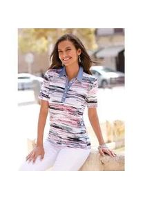 Poloshirt Casual Looks "Shirt", Damen, Gr. 38, bunt (taubenblau, altrosa, bedruckt), 95% Viskose, 5% Elasthan, gemustert, mehrfarbig, Shirts