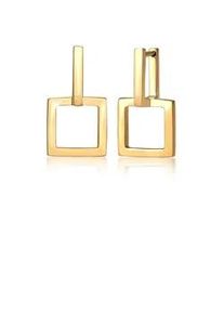 Paar Ohrstecker Elli "Creolen Eckig Quadrat 925 Silber", gold, Ohrringe, Damen, onesize, ohne Stein, Silber 925 (Sterlingsilber)