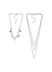 Ketten-Set Firetti "teilweise mit Herzen und runden Anh&auml;ngern, mehrreihig, einzeln tragbar", grau (metallfarben), Halsketten, Damen, Metall, L: 45,5 53,5