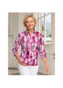 Poloshirt Classic Basics "Poloshirt", Damen, Gr. 42, lila (erika, wei&szlig;, bedruckt), 100% Baumwolle, Shirts