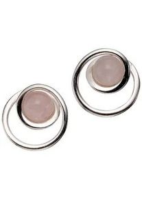 Paar Ohrstecker Firetti "Schmuck Geschenk Silber 925 Ohrschmuck Edelstein Quarz", bunt (silberfarben, rosa, rosa), Ohrringe, Damen, 12,5mm, Silber 925 (Sterlingsilber), mit Rosenquarz