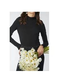 Langarmshirt RICHROYAL "2409 O Slub F LS", Damen, Gr. XL, schwarz, Single Jersey, Obermaterial: 100% Baumwolle, Shirts Langarmshirt, mit R&uuml;schenkante an Ausschnitt und &Auml;rmelsaum