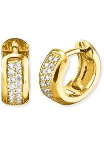 Paar Creolen Engelsrufer "Keep it so simple", gold (gelbgoldfarben, kristallwei&szlig;, kristallwei&szlig;), Ohrringe, Damen, 13mm, Silber 925 (Sterlingsilber), mit Zirkonia (synth.)