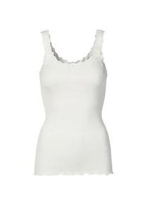 Spitzentop rosemunde "Babette Silk Top", Damen, Gr. S, wei&szlig; (new wei&szlig;), Feinripp, Obermaterial: 70% Seide, 30% Baumwolle, unifarben, k&ouml;rpernah h&uuml;ftbedeckend, Rundhals, Tops Spitzentop, umgedrehter Vintage-Spitzenbesatz, feminin, bequem, Seidenmix