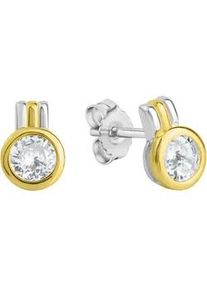 Paar Ohrstecker Vivance "925-Sterling Silber vergoldet teil rhodiniert", gold (wei&szlig;), Ohrringe, Damen, one-size, Silber 925 (Sterlingsilber)