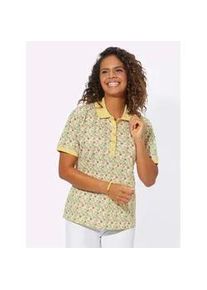 Poloshirt Classic Basics "Poloshirt", Damen, Gr. 44, bunt (zitrone, fuchsia, bedruckt), 100% Baumwolle, gebl&uuml;mt, gemustert, mehrfarbig, Shirts