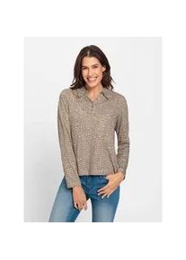 Poloshirt Inspirationen "Shirt", Damen, Gr. 54, braun (camel, steingrau, bedruckt), 50% Baumwolle, 50% Modal, gemustert, mehrfarbig, Shirts