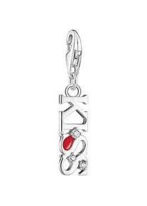 Charm-Einh&auml;nger Thomas Sabo "KISS mit wei&szlig;en Steinen", rot (silberfarben, rot, wei&szlig;, wei&szlig;), Charms, Damen, Silber 925 (recycelt), mit Zirkonia (synth.)