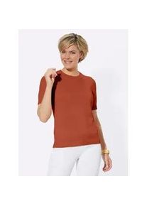 Kurzarmpullover Casual Looks "Pullover", Damen, Gr. 52, rot (rostrot), 50% Baumwolle, 50% Polyacryl, unifarben, Pullover