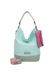 Schultertasche Fritzi aus Preussen "Izzy07 Olga", Damen, Gr. B/H/T: 17cm x 37cm x 27cm, gr&uuml;n (mint), Baumwolle, mehrfarbig, Taschen Schultertasche, aus veganen und recycelten Materialien