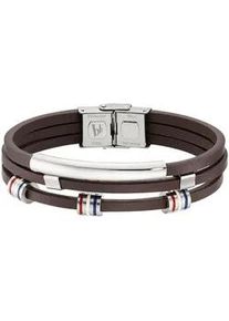 Lederarmband Bruno Banani "Schmuck", wei&szlig; (edelstahlfarben, braun, blau, rot, wei&szlig;), Armb&auml;nder, Damen, Edelstahl Leder, Edelstahl, Leder, Lederarmband