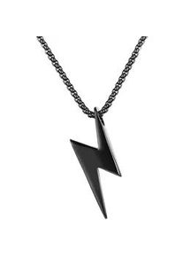 Kette mit Anh&auml;nger Firetti "Schmuck Geschenk Blitz", schwarz, Halsketten, Herren, Edelstahl, L: 55 B: 3mm, B:3mm