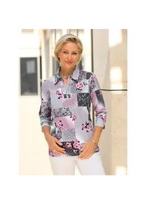 Poloshirt Classic Basics "Shirt", Damen, Gr. 42, rosa (ros&eacute;, steingrau, bedruckt), 100% Baumwolle, gebl&uuml;mt, gemustert, mehrfarbig, Shirts