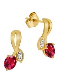 Paar Ohrstecker Firetti "Schmuck Geschenk Gold 375 Ohrschmuck Farbstein Edelstein Rubin", rot (gelbgoldfarben, silberfarben, rot, kristallwei&szlig;, rot, kristallwei&szlig;), Ohrringe, Damen, Gelbgold 375, mit Rubin, Zirkonia (synth.)