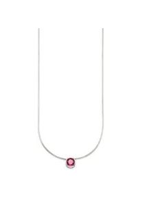 Kette mit Anh&auml;nger Bruno Banani "Schmuck Geschenk Silber 925 Halsschmuck Halskette Schlangenkette Stein", bunt (silberfarben, rot), Halsketten, Damen, Silber 925 (Sterlingsilber), L: 45, mit Zirkonia (synth.), Korund (synth.) oder Spinell (synth.)