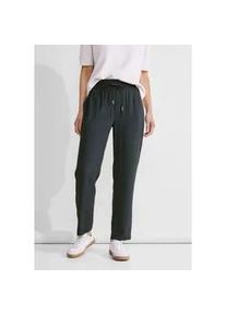 R&ouml;hrenhose Street One, Damen, Gr. 38, L&auml;nge 28, grau (schwarz stone grau), Stoff, 100% Viskose, unifarben, loose fit lang, Hosen, Middle Waist