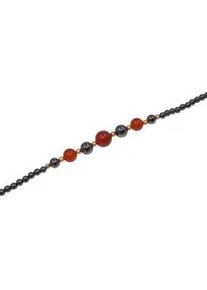 Collier Firetti "Schmuck Geschenk Halsschmuck Halskette", bunt (gelbgoldfarben, grau, rot), Halsketten, Damen, Messing, L: 50 B: 10mm, Collier, Made in Germany - mit H&auml;matit, Karneol, B:10mm