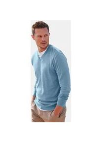 H.I.S. Strickpullover H.I.S, Herren, Gr. S (44/46), blau (blau, meliert), Feinstrick, Obermaterial: 60% Baumwolle, 40% Polyester, meliert, Basic, regular fit normal, V-Ausschnitt, Strickb&uuml;ndchen, Pullover Strickpullover, mit V-Ausschnitt, Pullover aus Feinstrick, Baumwollmischung