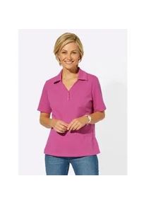 Poloshirt Classic Basics "Shirt", Damen, Gr. 42, pink (fuchsia), 60% Baumwolle, 40% Polyester, unifarben, V-Ausschnitt, Shirts