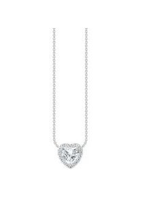 Herzkette Thomas Sabo "Schmuck Silber 925 Halskette mit Anh&auml;nger in Herzform" Gr. 45, silber (silberfarben, kristallwei&szlig;), Halsketten, Damen, 45, Silber 925 (recycelt), L: 45 B: 1mm, Herzkette, mit Zirkonia (synth.), B:1mm